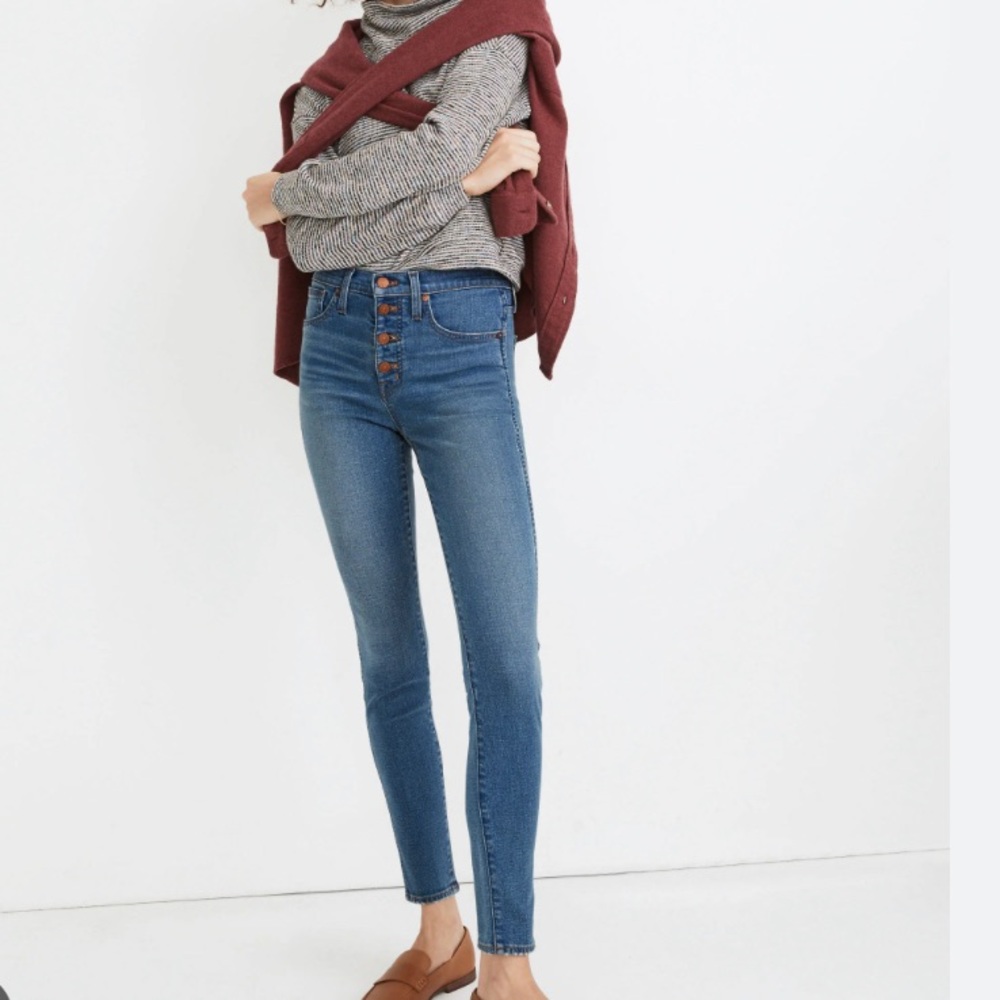 Madewell 10" High-Rise Skinny Jeans in Dewitt Wash: Button-Front TENCEL Edition